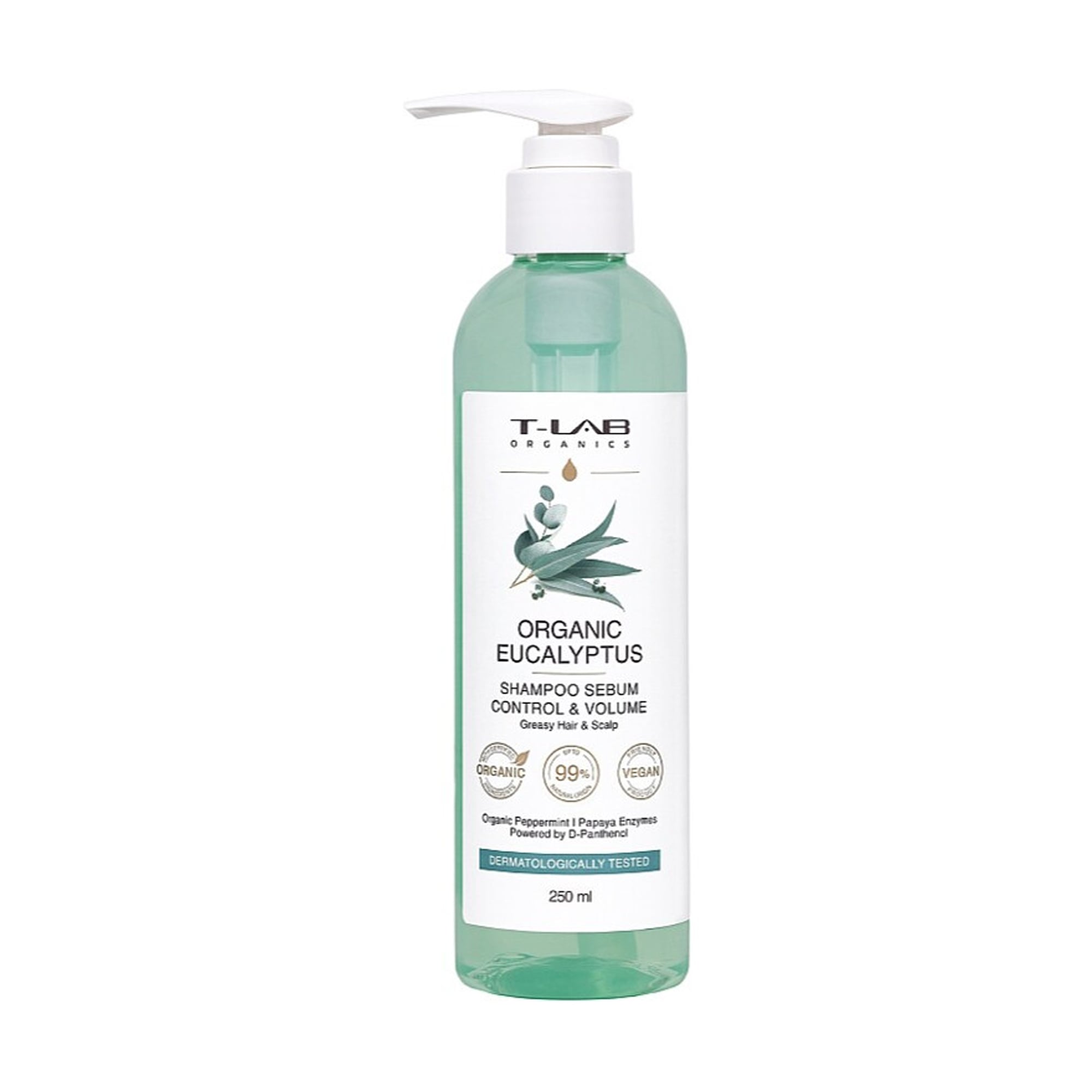 Шампунь T-LAB Professional Organics Organic Eucalyptus Shampoo Sebum Control &amp; Volume для жирного волосся та шкіри голови, 250 мл